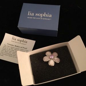 New Lia Sophia Mother of Pearl Purple Brooch Pin